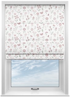 Floral Whimsy, Blush - Motorised Roman Blind